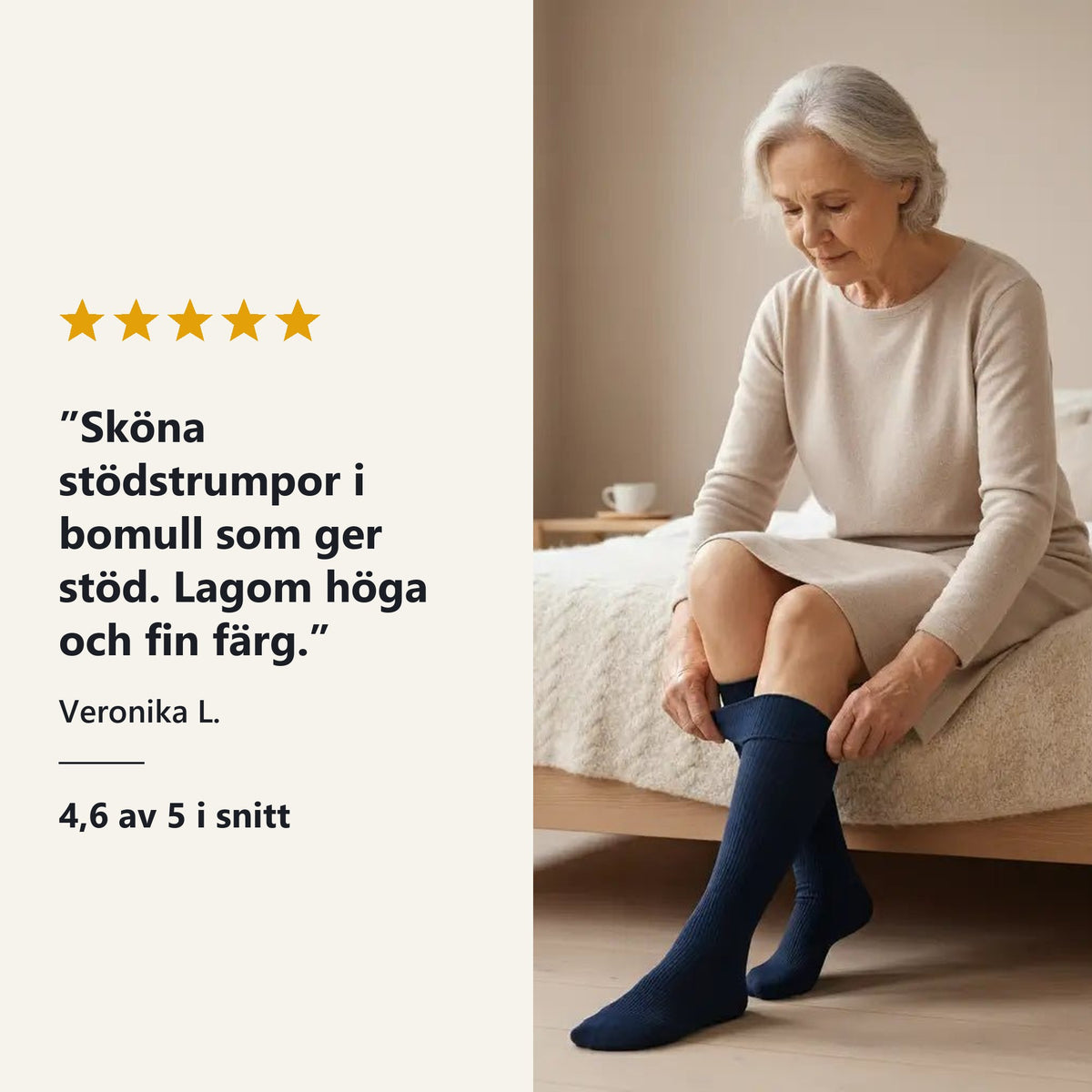 Kundomdöme om Rehlex stödstrumpor, 4,6 av 5 i snitt