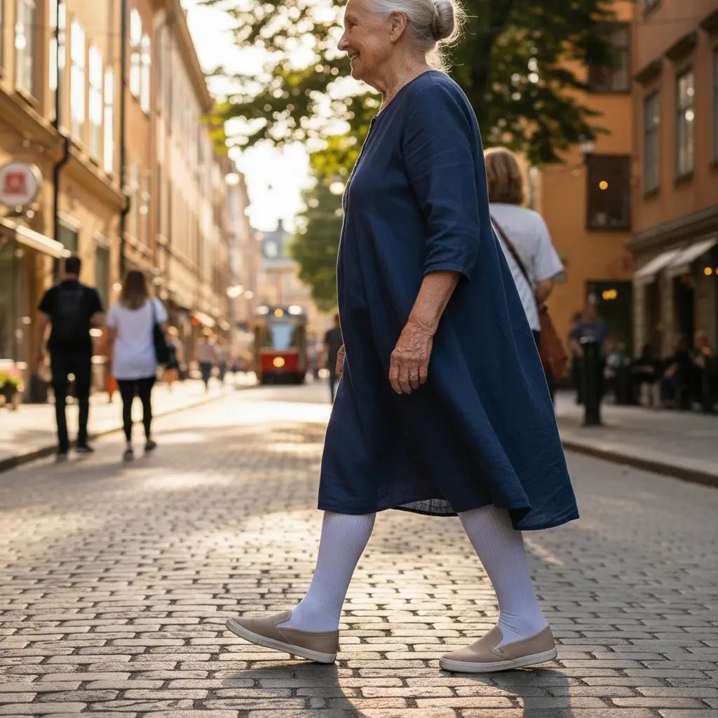 Stödstrumpa Bomull Ljusgrå - Rehlex