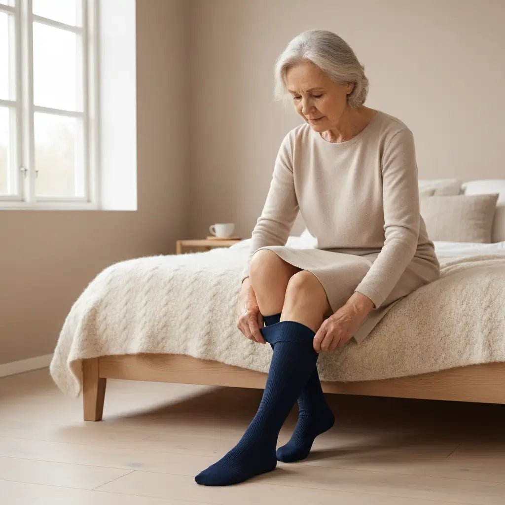 Stödstrumpa Bomull Marinblå