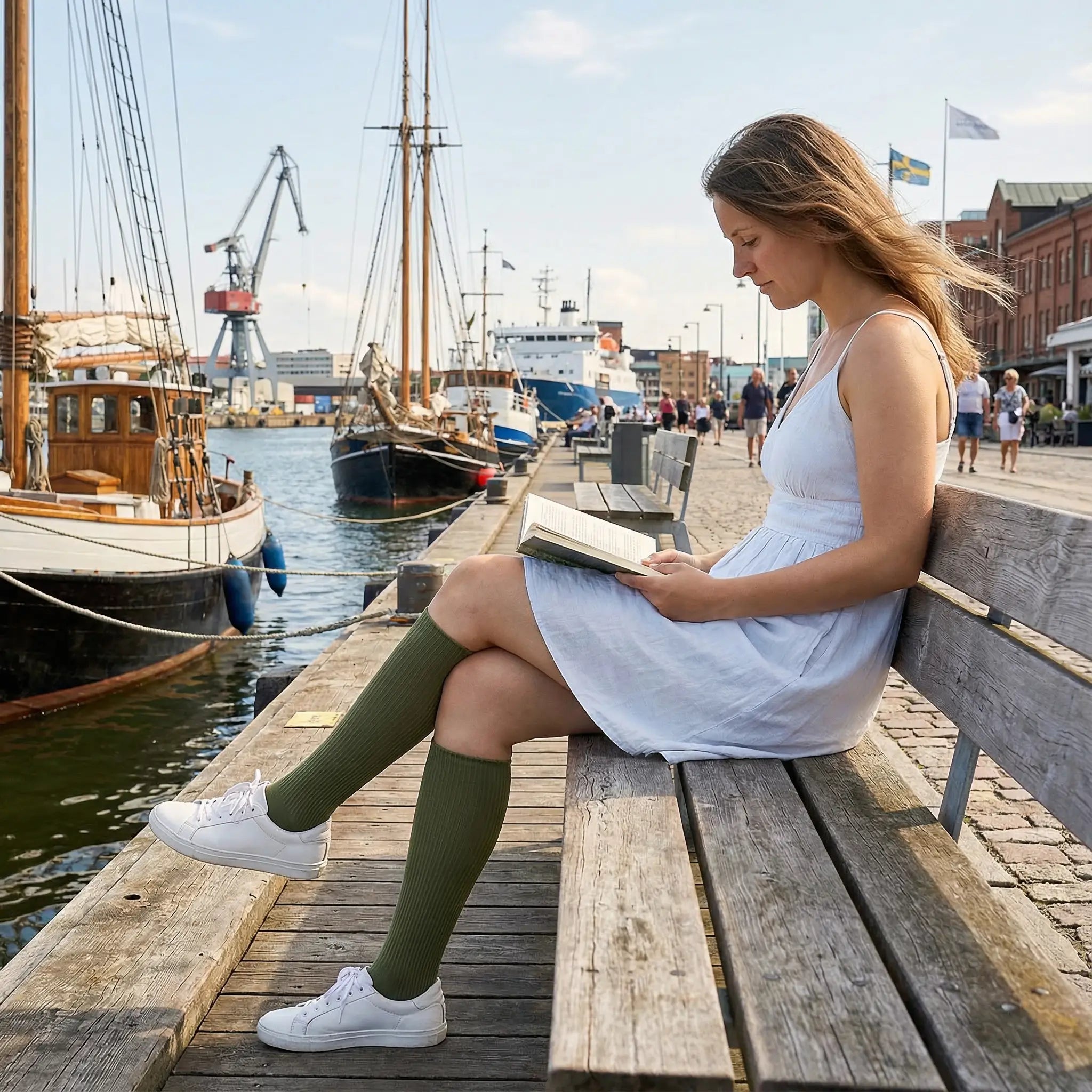 Stödstrumpa Bomull Mossgrön - Rehlex