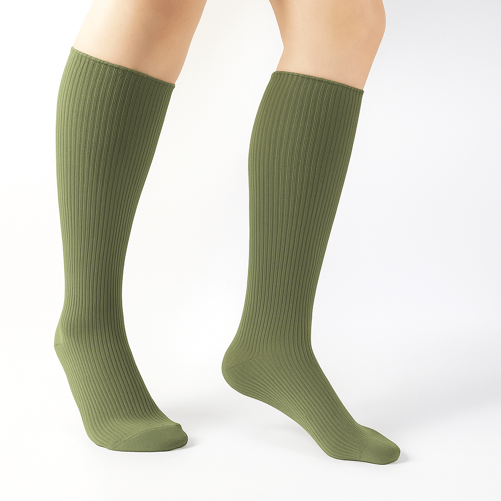 Stödstrumpa Bomull Mossgrön - Rehlex